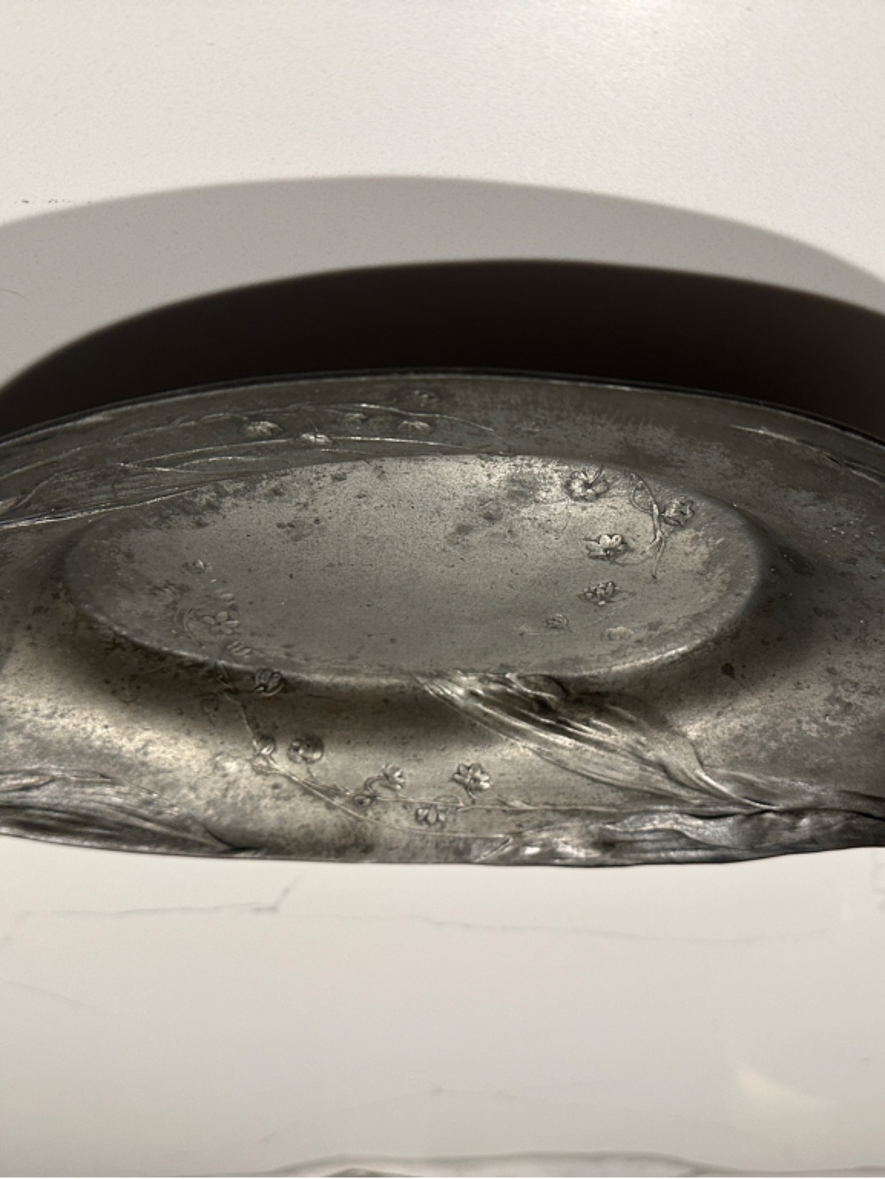 Art Nouveau Style Pewter Serving Tray - Black Finish
